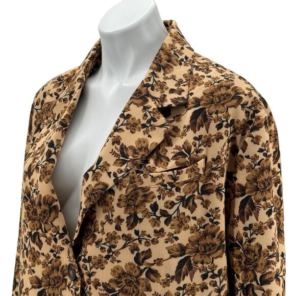 Free People Women’s Medium Cali Blazer Floral Print Boxy Brown Jacket NWT $168 - Picture 5 of 13